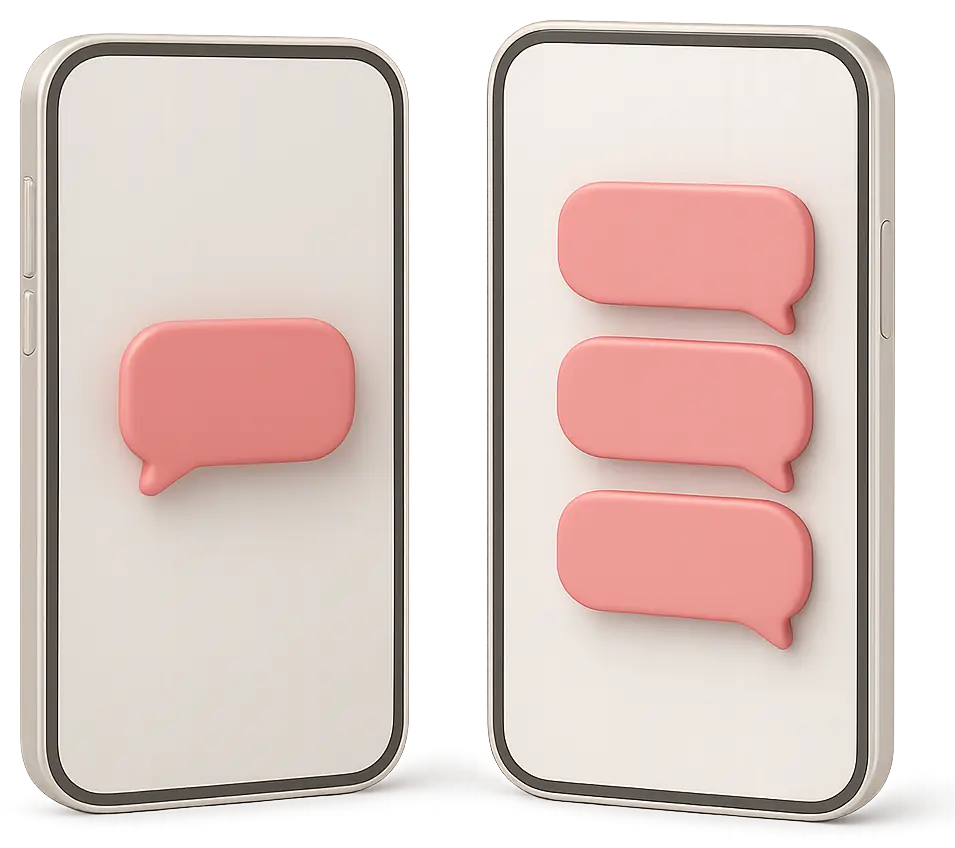 comparison between a generic automated message and a personalised message sent to guests