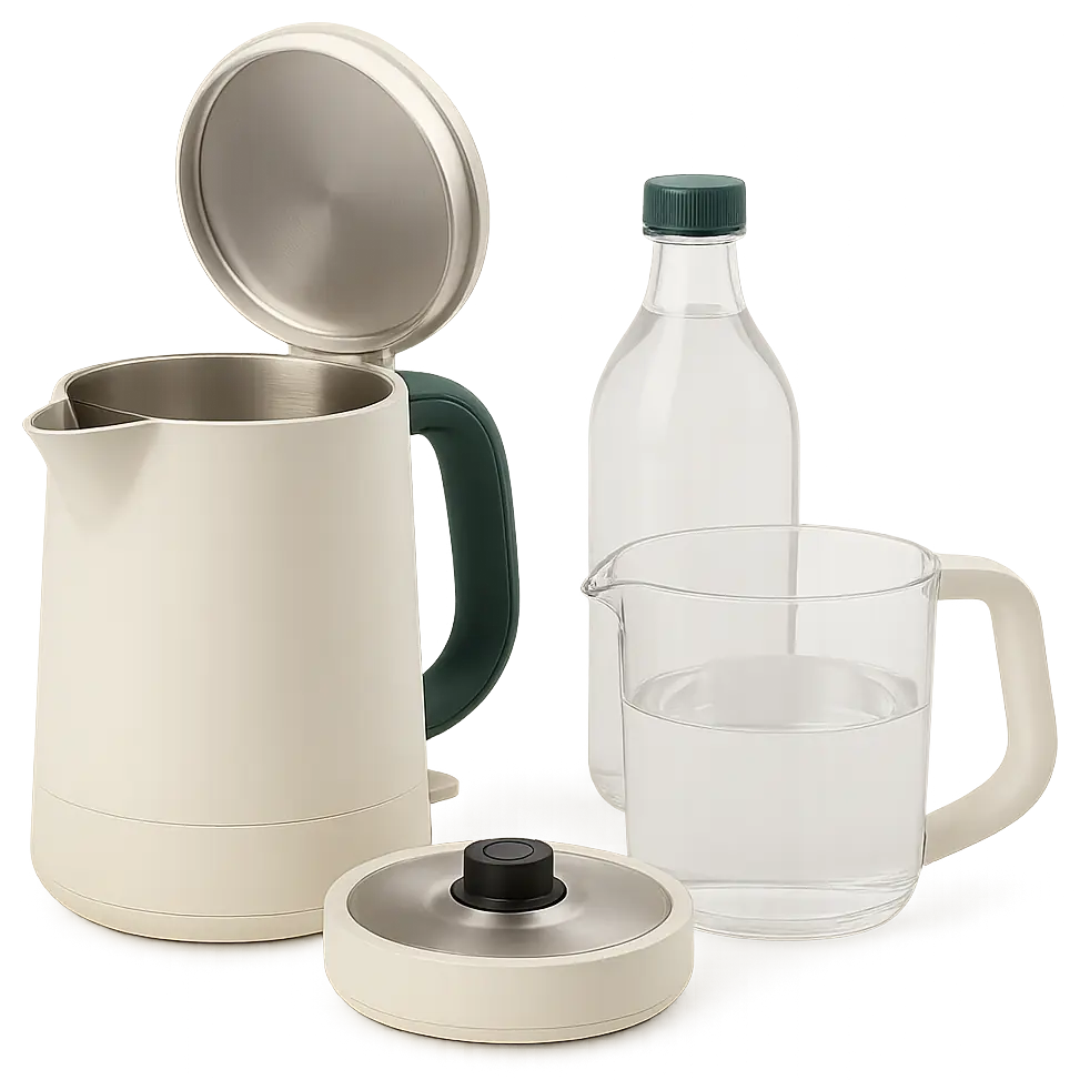 Kettle with limescale before and after descaling in an Airbnb rental Kettle with limescale before and after descaling in an Airbnb rental