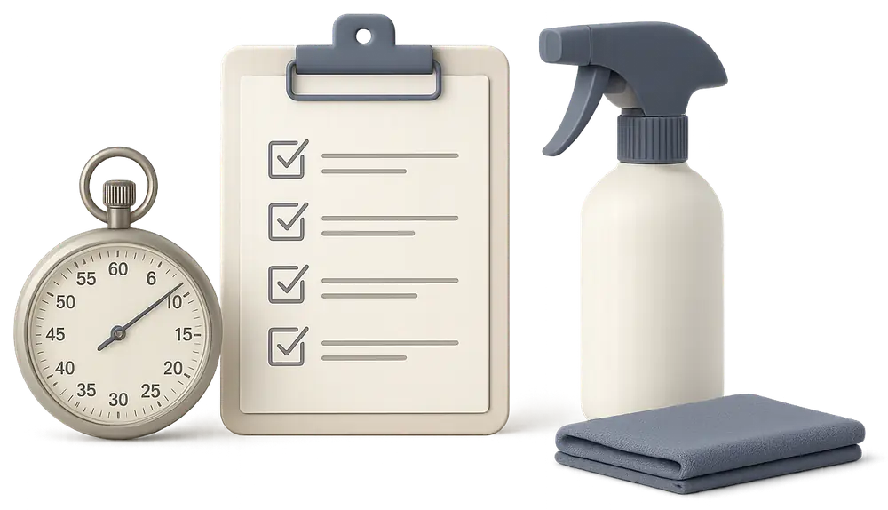 45-minute express cleaning checklist for short-term rental