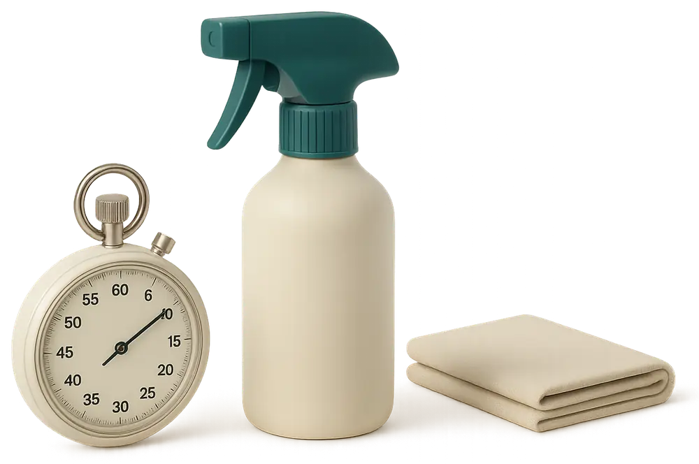 Minute-by-minute plan for a 1-hour express Airbnb clean