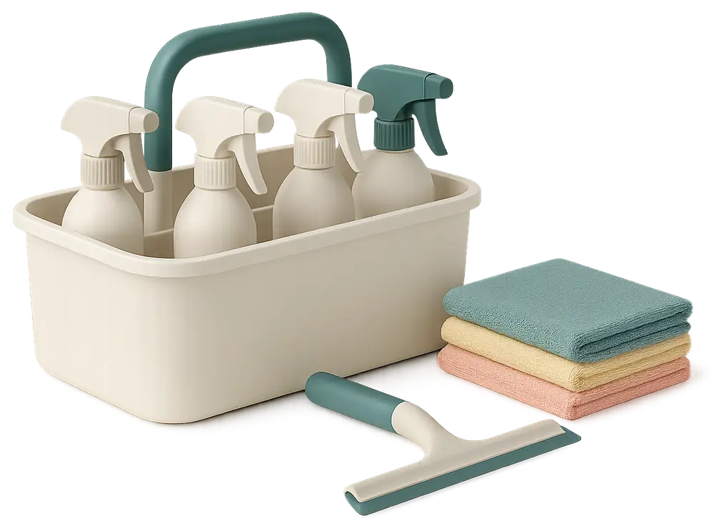 Complete kit for an express clean in a short-term rental