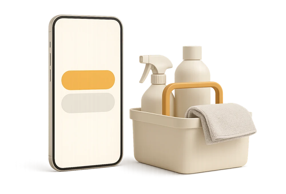 cleaner receiving an automatic task notification on her smartphone