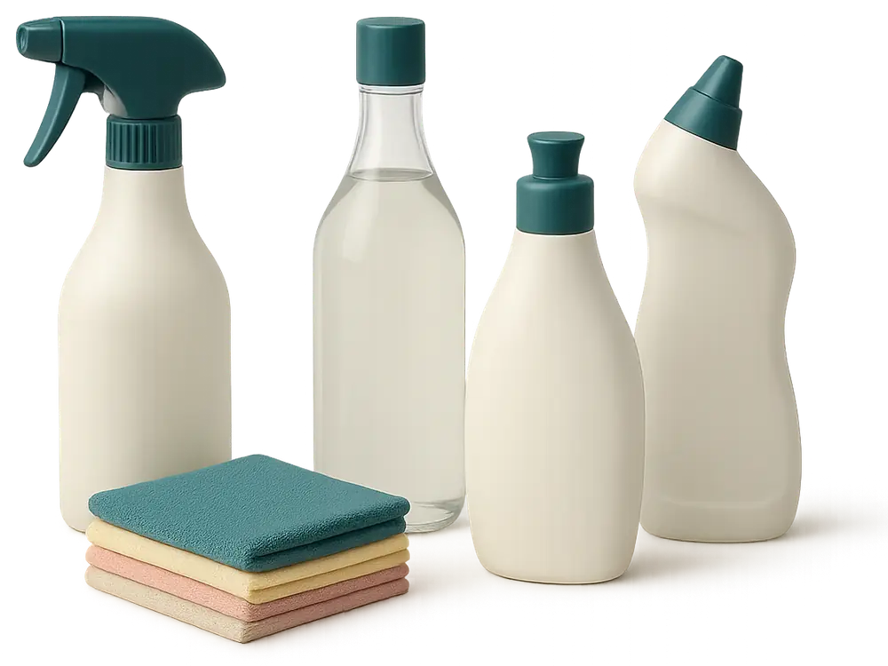 essential cleaning products kit for an Airbnb short-term rental