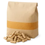Pellets de madeira e o saco