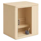 Uma cabina de sauna em madeira