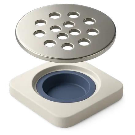 A shower drain cover lifted out