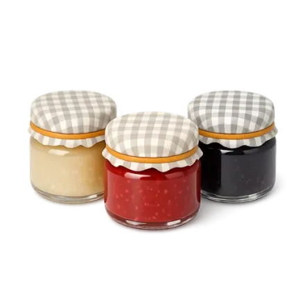 Three small jars of jam
