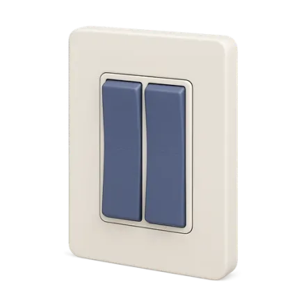 A wall light switch with two rockers