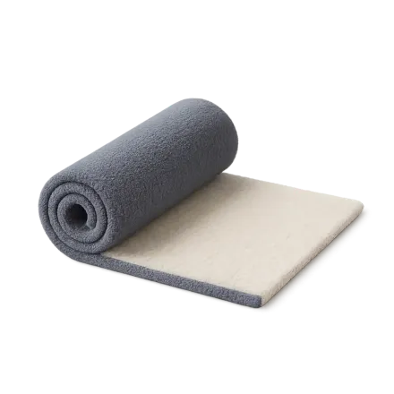 A plush carpet, rolled up