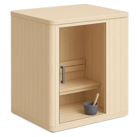 A wooden sauna cabin