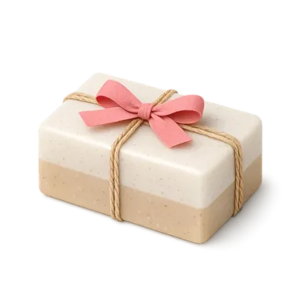 An artisan soap tied with a ribbon