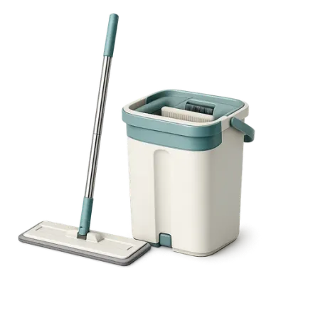 A flat mop and bucket